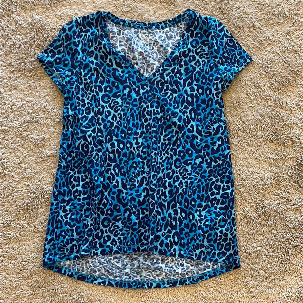 Lilly Pulitzer Blue Leopard Printed Top